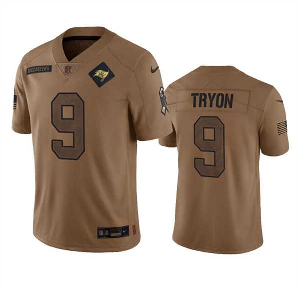 Mens Tampa Bay Buccaneers #9 Joe Tryon 2023 Brown Salute To Service Limited Jersey Dyin->->NFL Jersey
